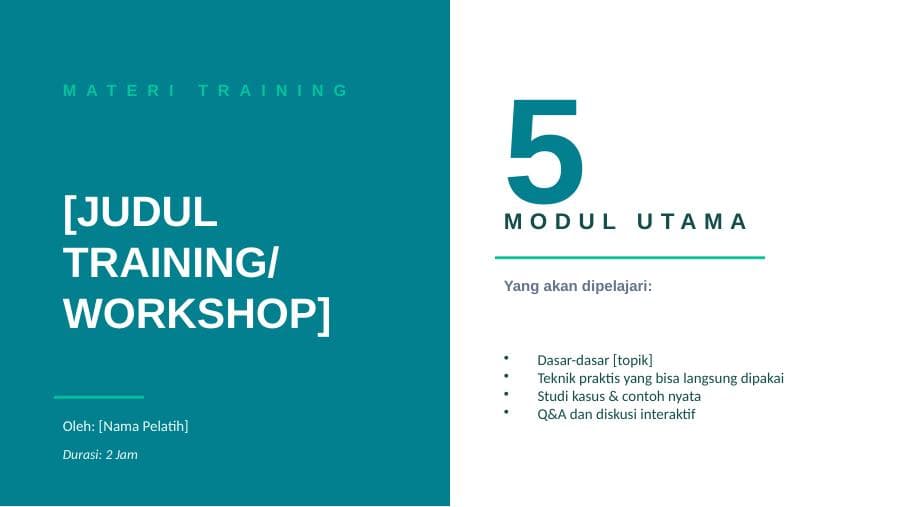 Training & Workshop Materi — Teal & Mint — preview 1